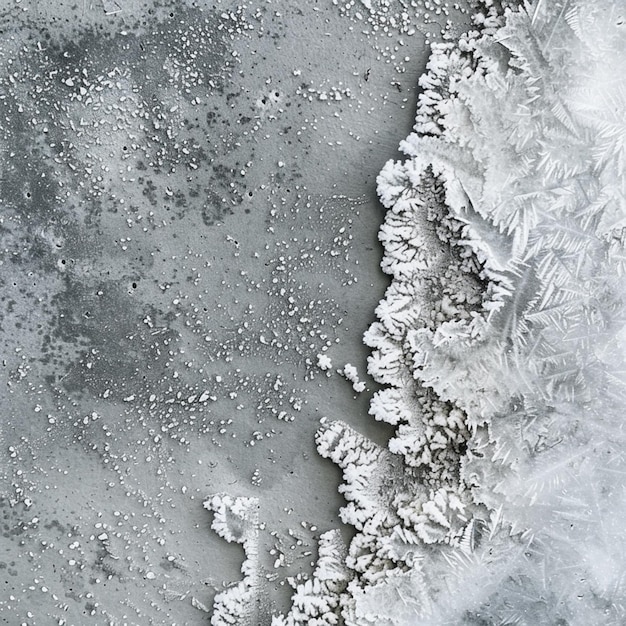 vista arrafed de un río congelado con hielo y copos de nieve generativa ai