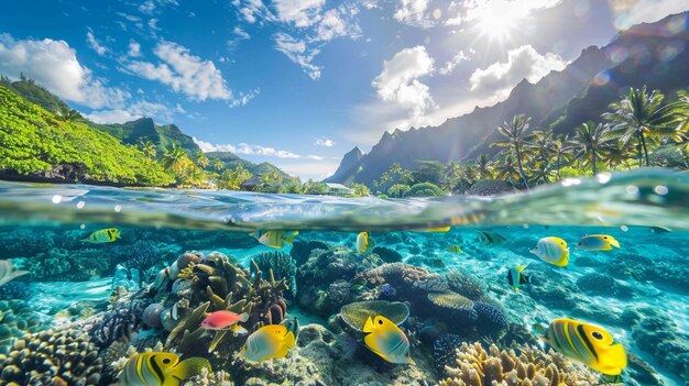 una vista de un arrecife tropical con una variedad de peces generativos ai