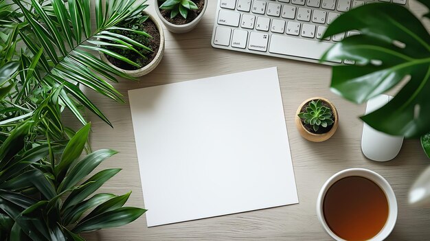 Una vista de arriba hacia abajo de una mesa de trabajo con un amplio espacio de copia Generative Ai
