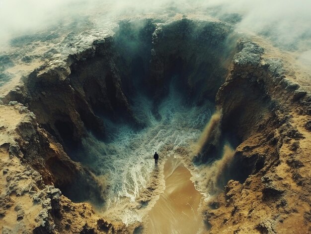 Foto vista de arriba hacia abajo de la paisaje acuático