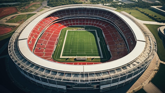 una vista desde arriba del campo de asientos de un estadio o de la superficie de juego