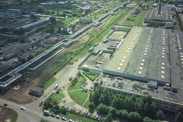 Foto vista desde arriba de la central eléctrica térmica