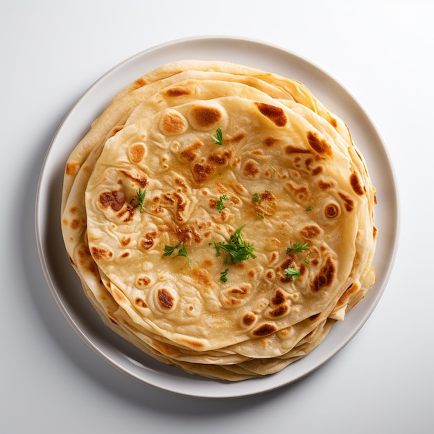 Foto una vista de arriba de chapati con fondo blanco