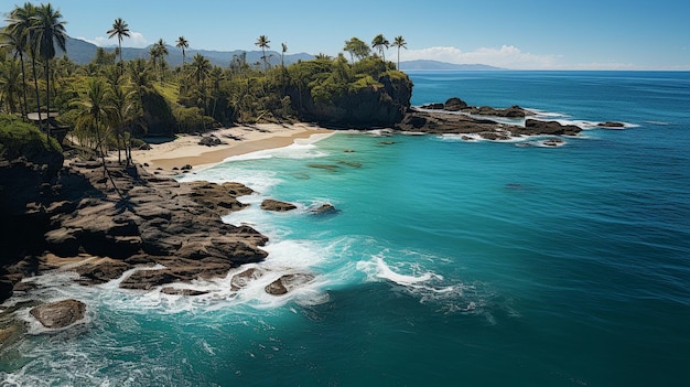 Vista desde arriba de una hermosa playa tropical