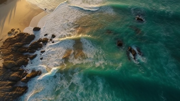 Vista desde arriba Impresionante océano magnífico mar en una mañana de verano foto aérea de un dron