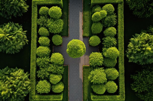 Una vista desde arriba de un jardín