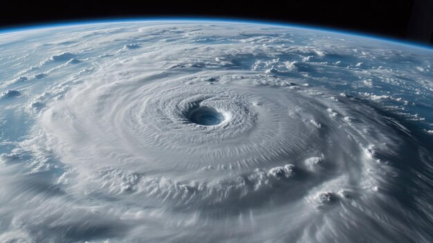 Foto vista astronómica de un huracán desde el espacio