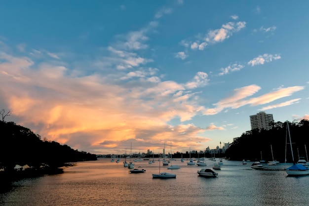 Vista del atardecer de la bahía de Sydney