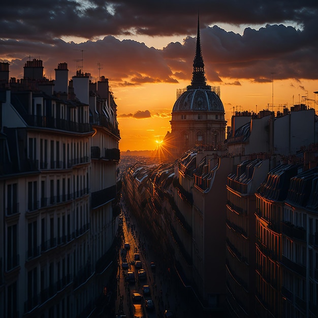 vista del atardecer a la denfense en parís francia