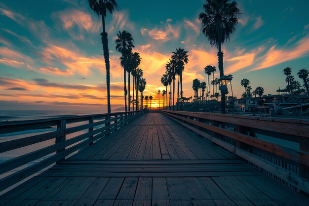 Foto vista del atardecer desde el muelle