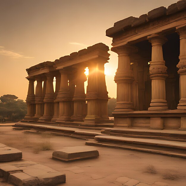 Foto una vista del atardecer del templo de los dioses