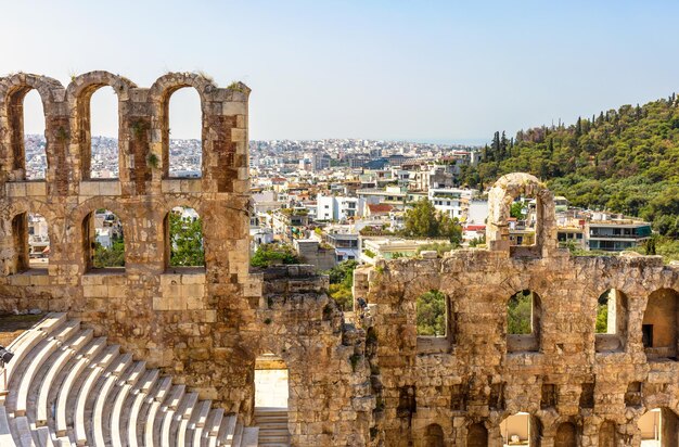 Vista de Atenas desde el Odeón de Herodes Atticus Grecia Europa