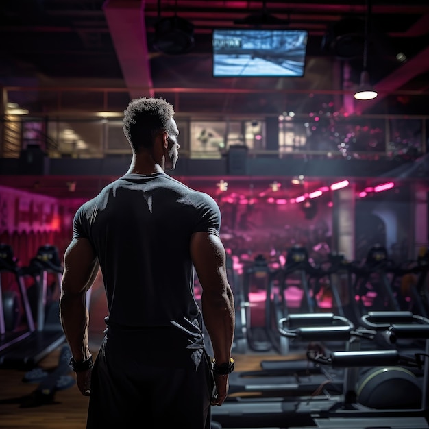 vista desde atrás de un instructor de gimnasia