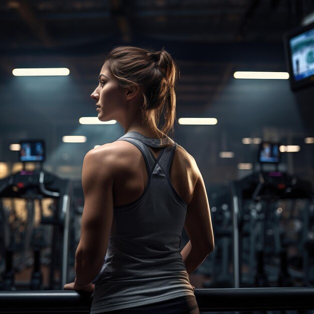 vista desde atrás de un instructor de gimnasia