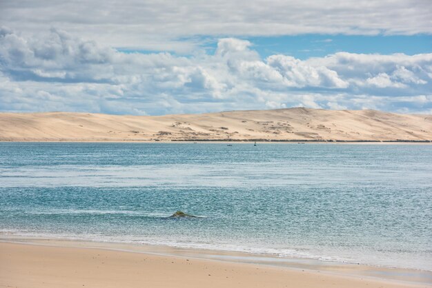 Vista de la bahía de Arcachon y la duna de Pyla, Aquitania, Francia