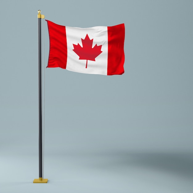 Foto vista de la bandera canadiense con la famosa hoja de arce