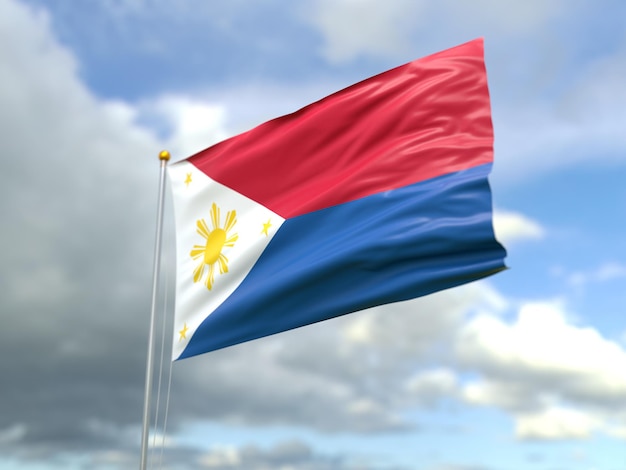 Vista de la bandera de Filipinas en el viento