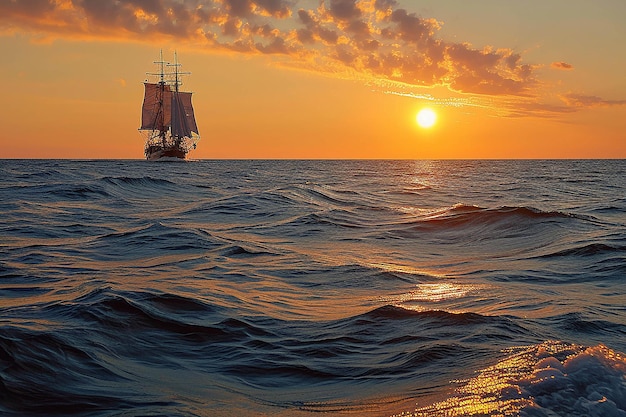 Vista de un barco en un mar de tormenta generada por la IA