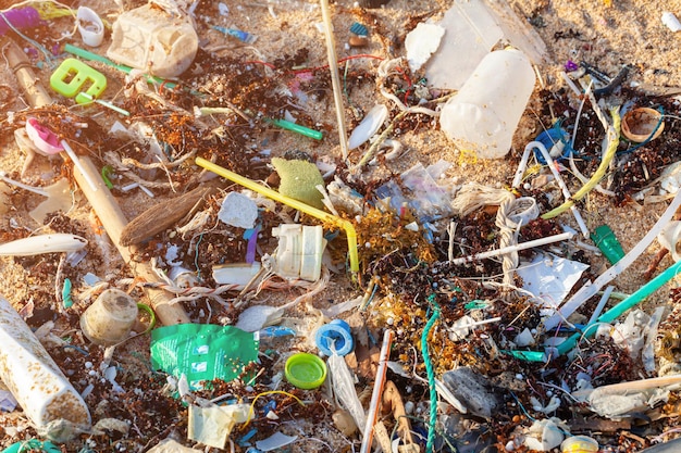 Foto vista de la basura en ángulo alto