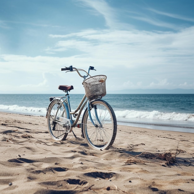 Vista de una bicicleta en la playa