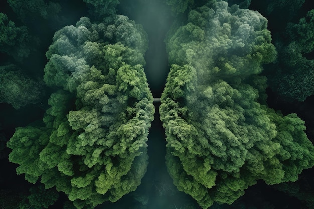 Vista de un bosque en forma de pulmones IA generativa