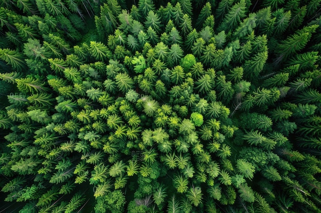 Vista de los bosques europeos en primavera desde un avión no tripulado