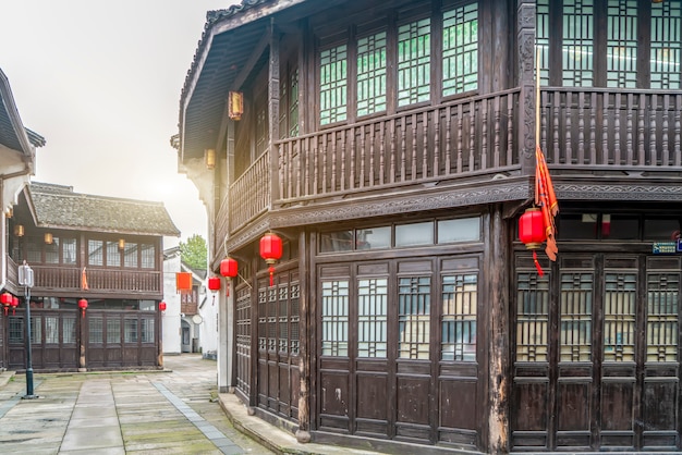 Vista de la calle antigua Qinghefang en la ciudad de Hangzhou, provincia de Zhejiang, China