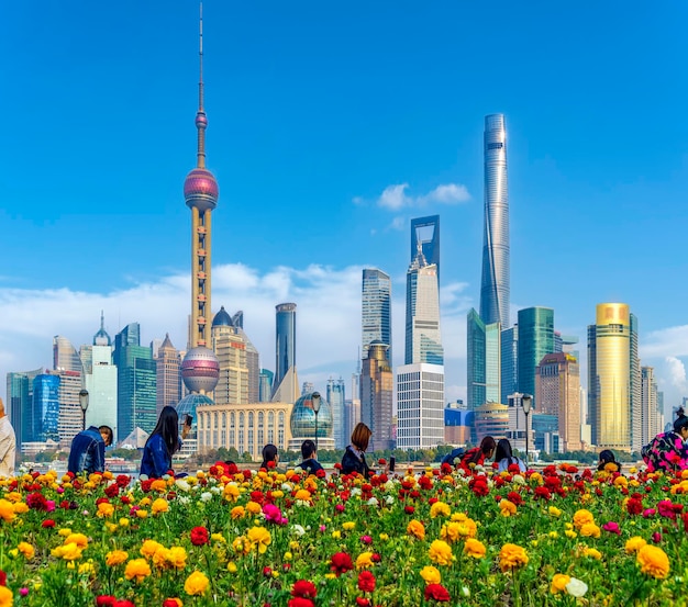 Vista de la calle del Centro Financiero Shanghai Lujiazui