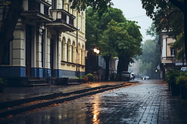 Vista de una calle en la ciudad con casas