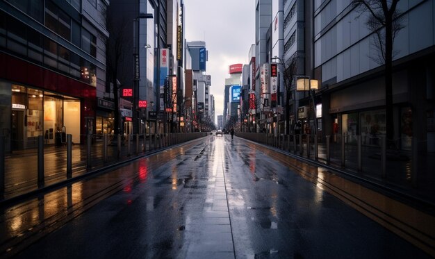 Vista de la calle después de la lluvia de la ciudad