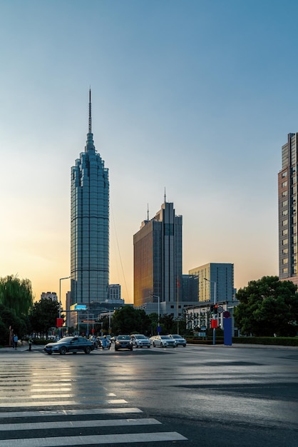 Foto vista de la calle del paisaje de la ciudad de changzhou