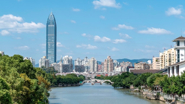 Vista de la calle del paisaje de la ciudad de Wenzhou