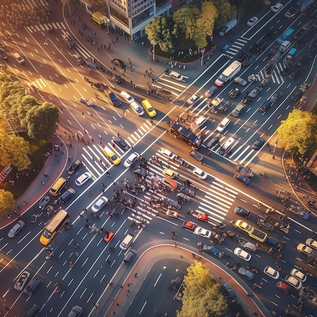 Foto vista de las calles concurridas y los edificios altos de una ciudad