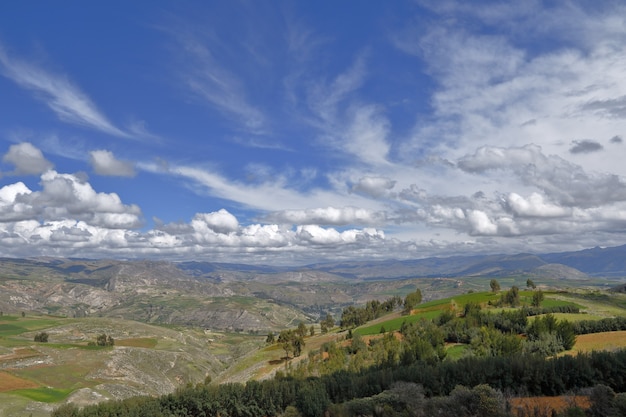 vista de los campos agrícolas en el centro andino