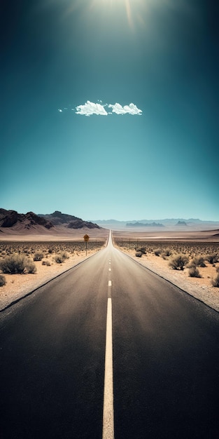 Foto vista de una carretera desierta y brillante desde arriba