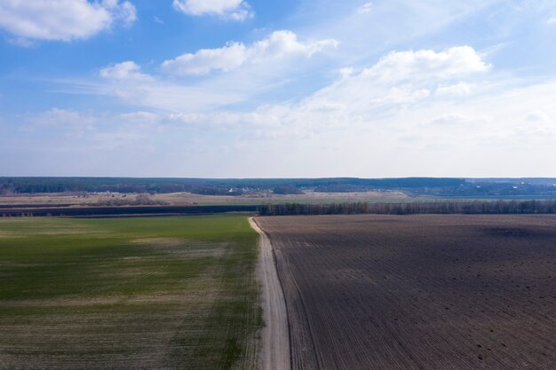 vista de la carretera rural desde arriba vista aérea