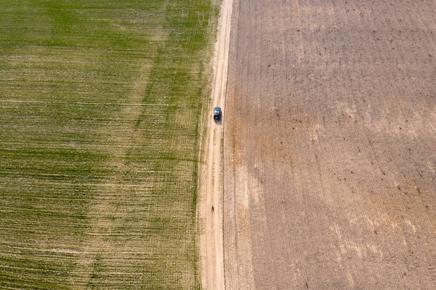 vista de la carretera rural desde arriba vista aérea