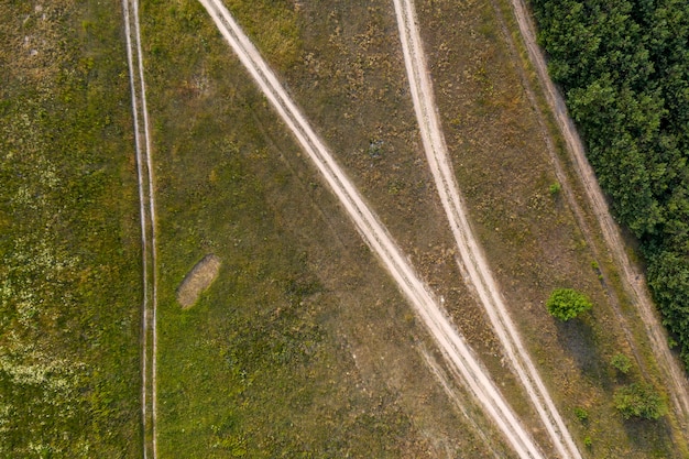 vista de la carretera rural desde arriba vista aérea