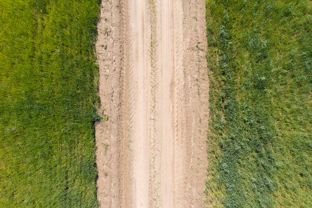 vista de la carretera rural desde arriba vista aérea