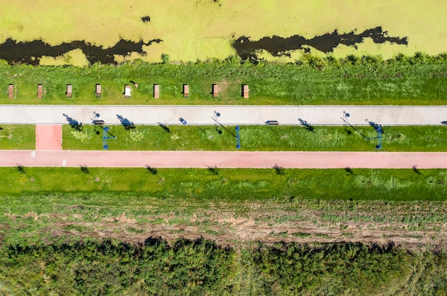 vista de la carretera rural desde arriba vista aérea