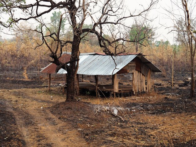 Foto vista de una casa abandonada en el campo
