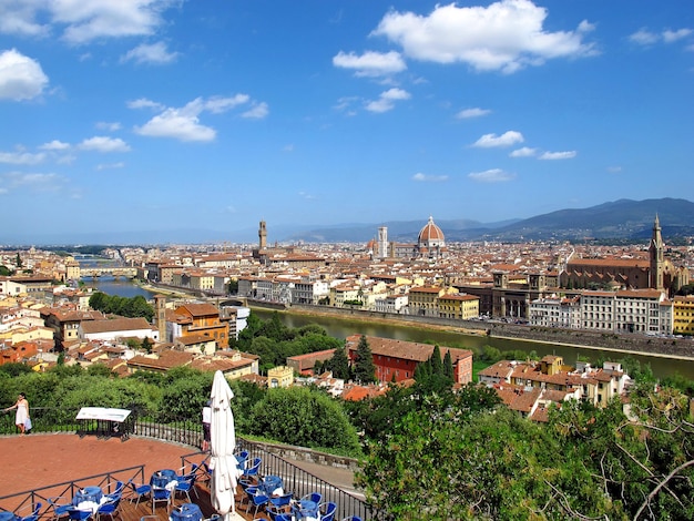 La vista de casas antiguas en Florencia Italia