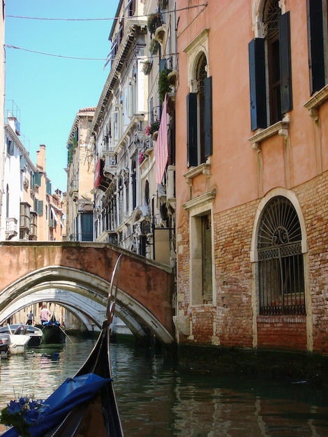 Foto vista de casas y canal closeup venecia italia