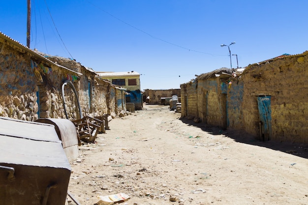 Vista de casas mineras de Potosí, Bolivia. Ciudad minera boliviana