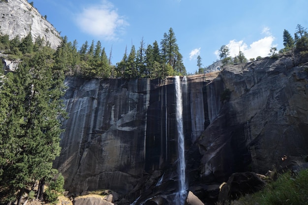 Vista de la cascada desde un ángulo bajo