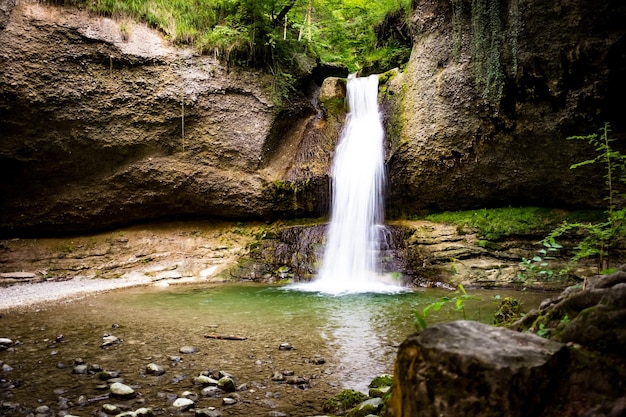Vista de la cascada en el bosque
