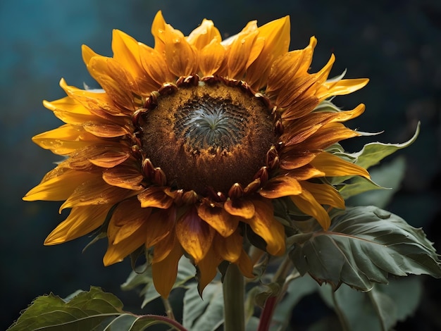 Una vista cautivadora de un girasol en flor en todo su esplendor