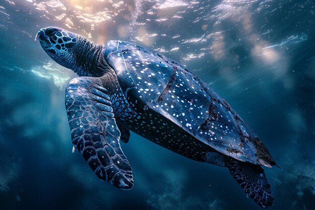 Foto una vista cautivadora de una tortuga leatherback de mar div generativo ai