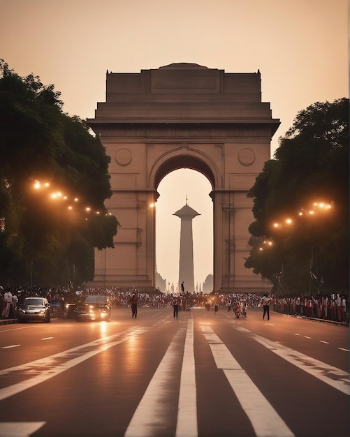 vista de la celebración de la noche del 15 de agosto en la puerta de la india