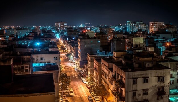 vista del centro de la ciudad vista de la ciudad de la ciudad por la noche IA generativa